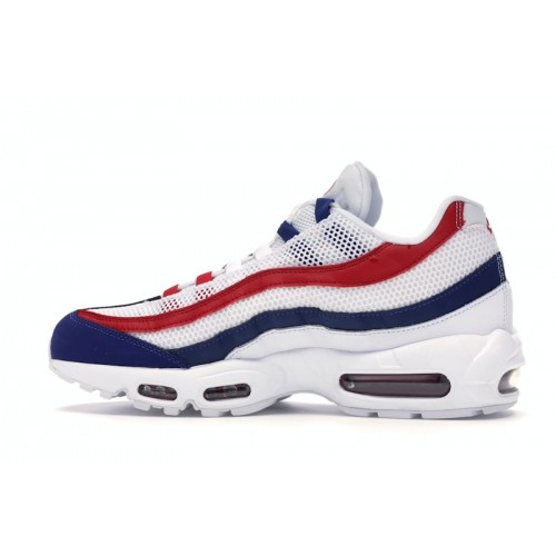 Кроссы Nike Air Max 95 White Deep Royal Blue Gym Red - мужская сетка размеров