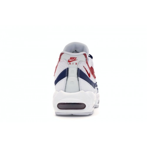 Кроссы Nike Air Max 95 White Deep Royal Blue Gym Red - мужская сетка размеров