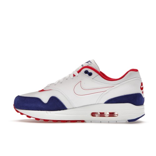 Кроссы Nike Air Max 1 White Red Blue - мужская сетка размеров