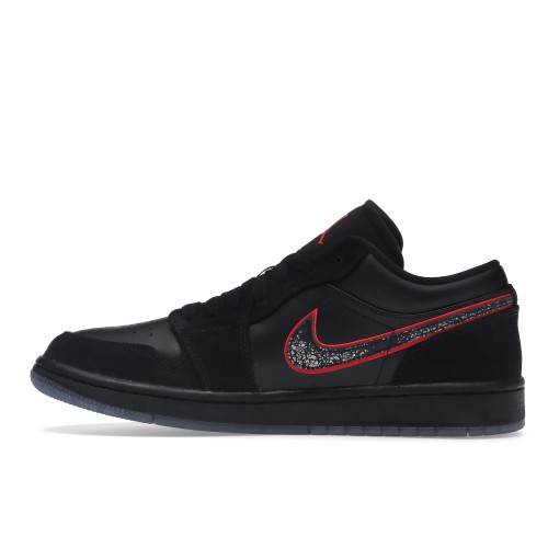 Кроссы Jordan 1 Low Black Red Orbit - мужская сетка размеров