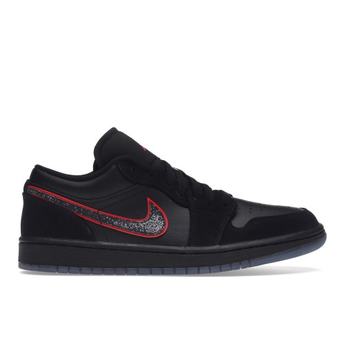 Кроссы Jordan 1 Low Black Red Orbit - мужская сетка размеров