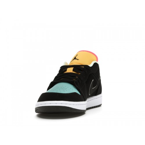 Кроссы Jordan 1 Low Black Aurora Green Laser Orange - мужская сетка размеров