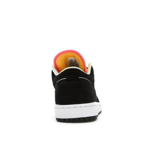 Кроссы Jordan 1 Low Black Aurora Green Laser Orange - мужская сетка размеров