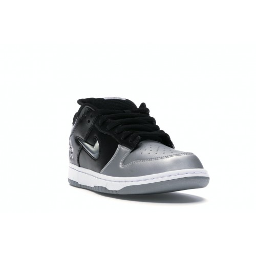 Кроссы Nike SB Dunk Low Supreme Jewel Swoosh Silver - мужская сетка размеров