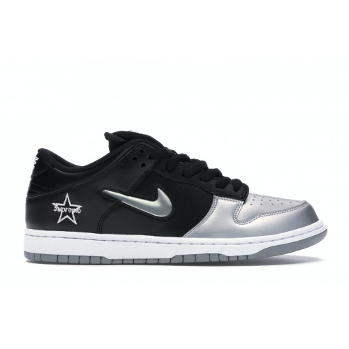 Кроссы Nike SB Dunk Low Supreme Jewel Swoosh Silver - мужская сетка размеров