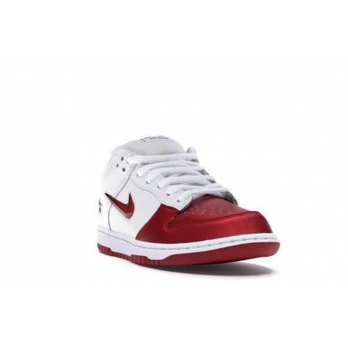 Кроссы Nike SB Dunk Low Supreme Jewel Swoosh Red - мужская сетка размеров