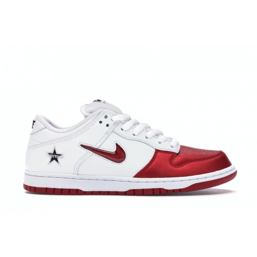 Кроссы Nike SB Dunk Low Supreme Jewel Swoosh Red - мужская сетка размеров