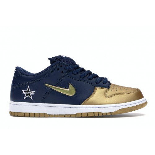 Кроссы Nike SB Dunk Low Supreme Jewel Swoosh Gold - мужская сетка размеров