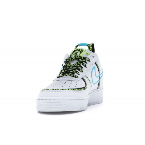 Кроссы Nike Air Force 1 Low Worldwide White Blue Fury Volt - мужская сетка размеров