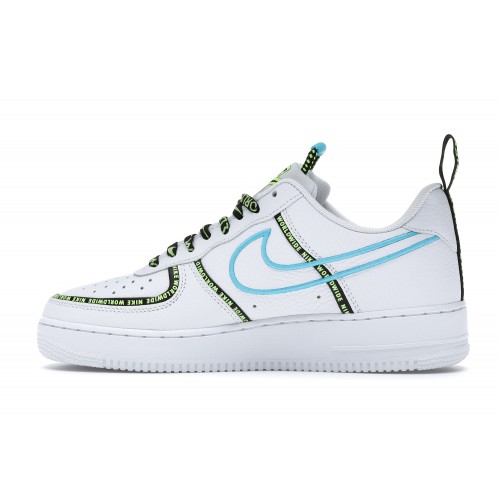 Кроссы Nike Air Force 1 Low Worldwide White Blue Fury Volt - мужская сетка размеров