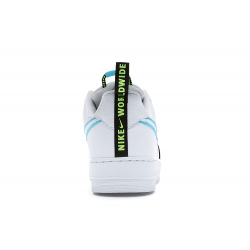 Кроссы Nike Air Force 1 Low Worldwide White Blue Fury Volt - мужская сетка размеров