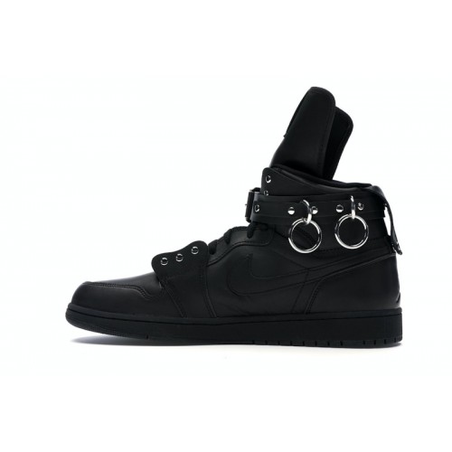 Comme des Garçons x Air Jordan 1 Retro Strap High Black - мужская сетка размеров