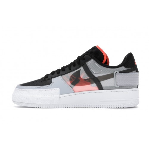 Кроссы Nike Air Force 1 Type Black Hyper Crimson - мужская сетка размеров