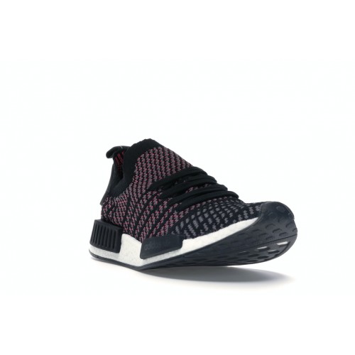 Кроссы adidas NMD R1 STLT Black Grey Solar Pink - мужская сетка размеров