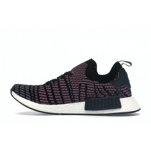 Кроссы adidas NMD R1 STLT Black Grey Solar Pink - мужская сетка размеров