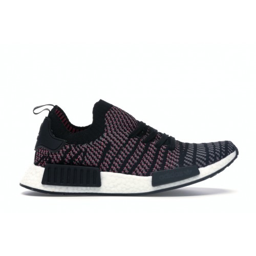 Кроссы adidas NMD R1 STLT Black Grey Solar Pink - мужская сетка размеров