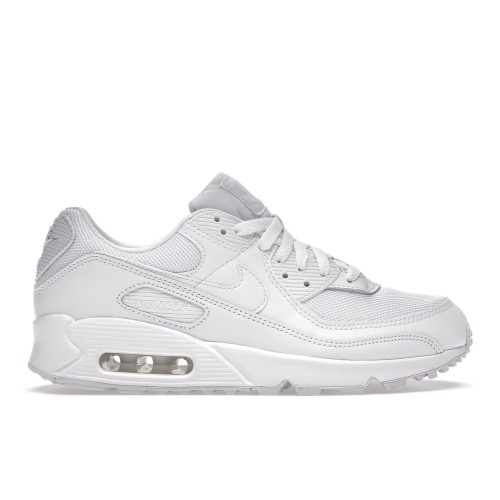 Кроссы Nike Air Max 90 Triple White (W) - женская сетка размеров