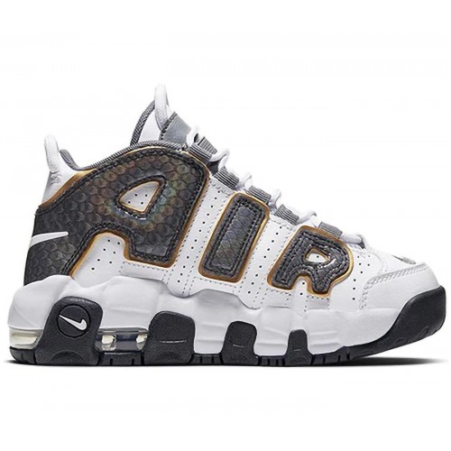 Кроссы Nike Air More Uptempo White Anthracite Snakeskin (PS) - детская сетка размеров