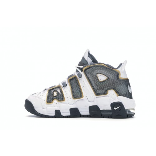 Кроссы Nike Air More Uptempo White Anthracite Snakeskin (GS) - подростковая сетка размеров