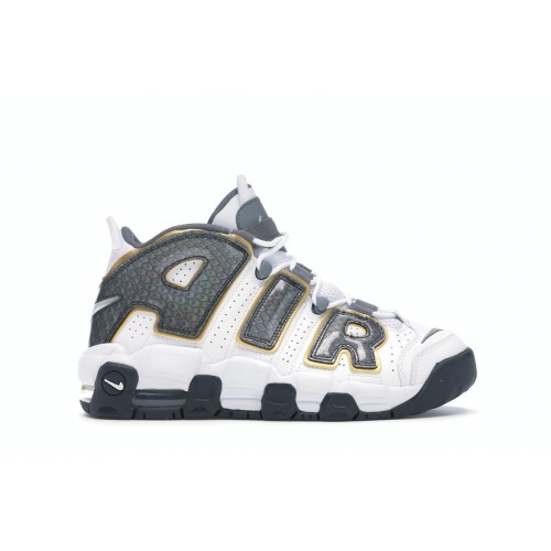 Кроссы Nike Air More Uptempo White Anthracite Snakeskin (GS) - подростковая сетка размеров