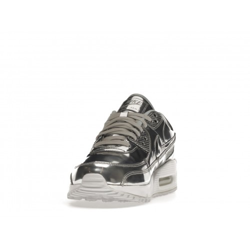 Кроссы Nike Air Max 90 Metallic Silver (2020) (W) - женская сетка размеров