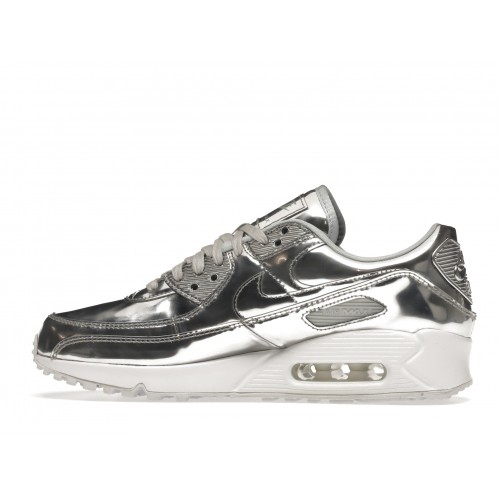 Кроссы Nike Air Max 90 Metallic Silver (2020) (W) - женская сетка размеров