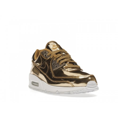 Кроссы Nike Air Max 90 Metallic Gold (2020) (W) - женская сетка размеров