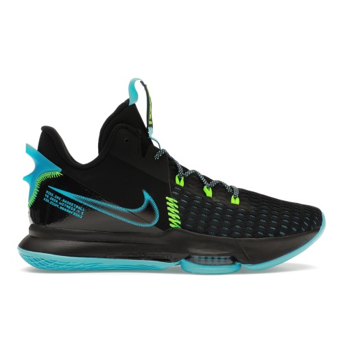 Кроссы Nike LeBron Witness 5 Black Light Blue Fury - мужская сетка размеров