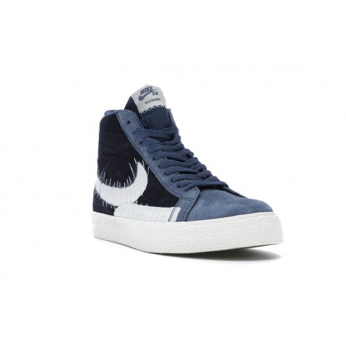 Кроссы Nike SB Zoom Blazer Mid Sashiko Mystic Navy - мужская сетка размеров