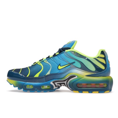 Кроссы Nike Air Max Plus Fade Blue Hero Volt (GS) - подростковая сетка размеров