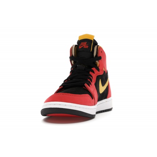 Кроссы Jordan 1 High Zoom Air CMFT Black Chile Red - мужская сетка размеров