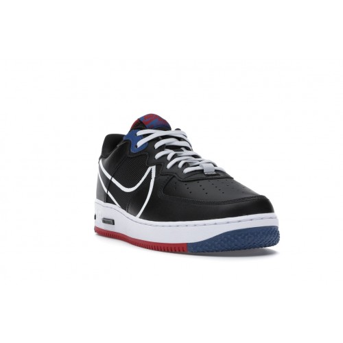 Кроссы Nike Air Force 1 Low React Black White Gym Red Gym Blue - мужская сетка размеров