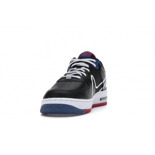 Кроссы Nike Air Force 1 Low React Black White Gym Red Gym Blue - мужская сетка размеров