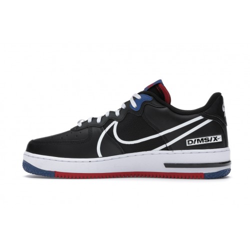 Кроссы Nike Air Force 1 Low React Black White Gym Red Gym Blue - мужская сетка размеров