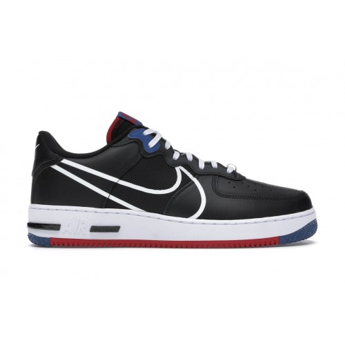 Кроссы Nike Air Force 1 Low React Black White Gym Red Gym Blue - мужская сетка размеров