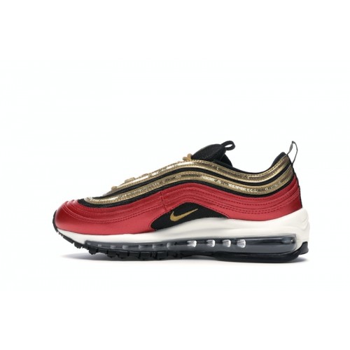 Кроссы Nike Air Max 97 Red Gold Sequin (W) - женская сетка размеров