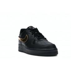 Кроссовки Nike Air Force 1 Black Metallic Gold Removable Swoosh Pack