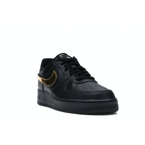 Кроссы Nike Air Force 1 Black Metallic Gold Removable Swoosh Pack - мужская сетка размеров