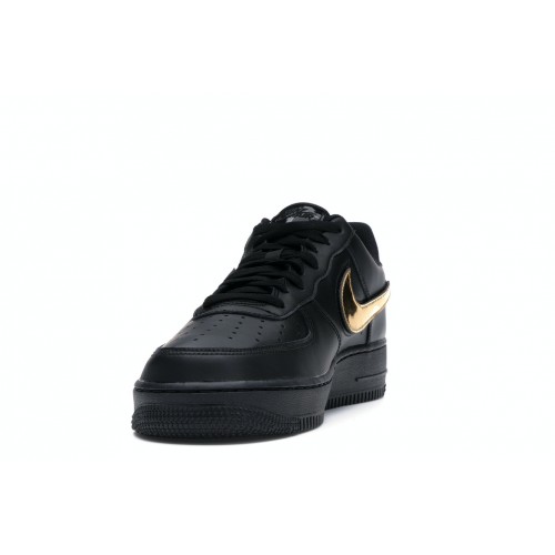 Кроссы Nike Air Force 1 Black Metallic Gold Removable Swoosh Pack - мужская сетка размеров