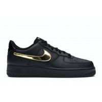 Кроссовки Nike Air Force 1 Black Metallic Gold Removable Swoosh Pack