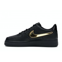 Кроссовки Nike Air Force 1 Black Metallic Gold Removable Swoosh Pack