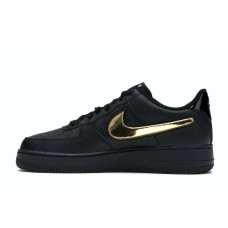 Кроссовки Nike Air Force 1 Black Metallic Gold Removable Swoosh Pack