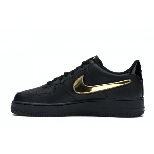 Кроссы Nike Air Force 1 Black Metallic Gold Removable Swoosh Pack - мужская сетка размеров