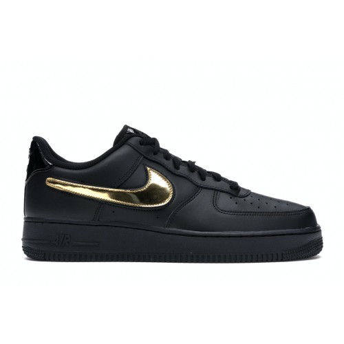 Кроссы Nike Air Force 1 Black Metallic Gold Removable Swoosh Pack - мужская сетка размеров