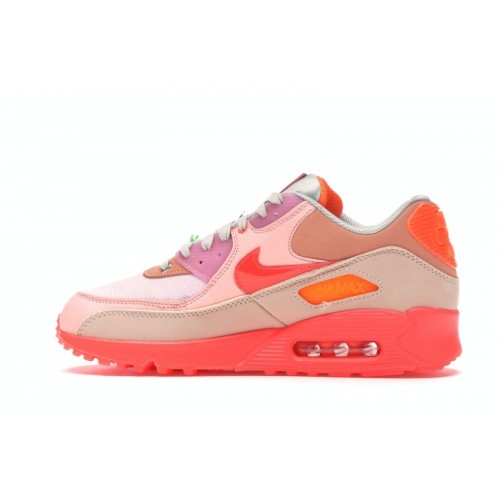 Кроссы Nike Air Max 90 PRM Platinum Crimson/Bright Purple (W) - женская сетка размеров