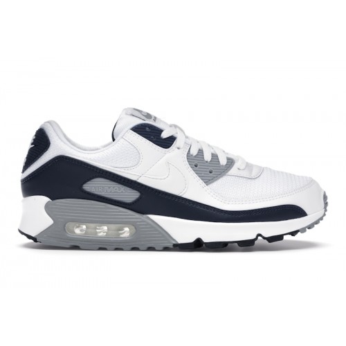 Кроссы Nike Air Max 90 White Grey Obsidian - мужская сетка размеров