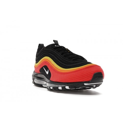 Кроссы Nike Air Max 97 Black Chile Red Magma Orange - мужская сетка размеров