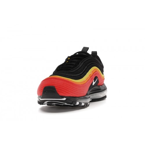 Кроссы Nike Air Max 97 Black Chile Red Magma Orange - мужская сетка размеров