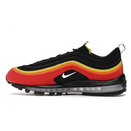 Кроссы Nike Air Max 97 Black Chile Red Magma Orange - мужская сетка размеров