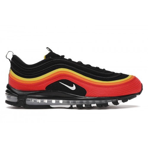 Кроссы Nike Air Max 97 Black Chile Red Magma Orange - мужская сетка размеров